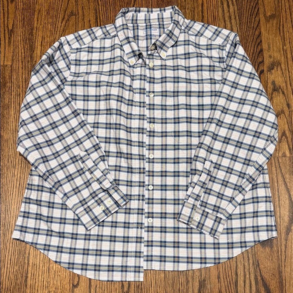 L.L. Bean Blue and‎ White Plaid Button-Down Shirt